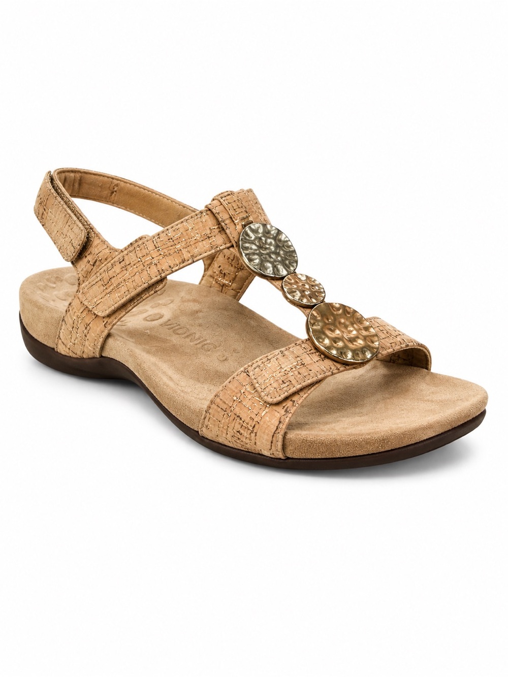 Vionic Farra Gold Medallion T-Strap Cork Sandals Women’s Size 9 EU 41